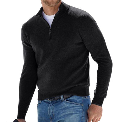 Léo - Pull Homme à Col Zippé en Maille pour l'Automne Ajusté