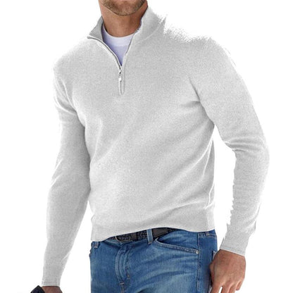 Léo - Pull Homme à Col Zippé en Maille pour l'Automne Ajusté