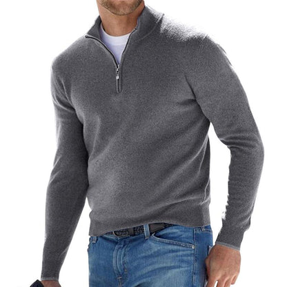 Léo - Pull Homme à Col Zippé en Maille pour l'Automne Ajusté