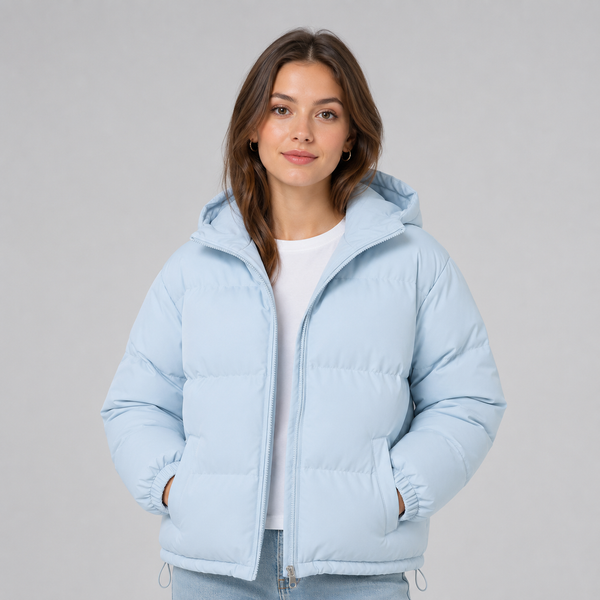 Lea - Doudoune femme courte et oversize à capuche avec fermeture zippée