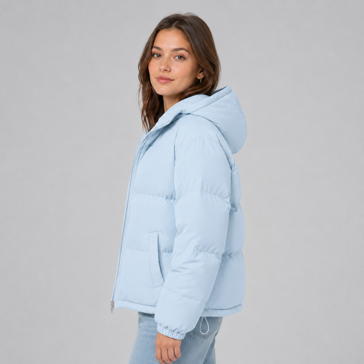 Lea - Doudoune femme courte et oversize à capuche avec fermeture zippée