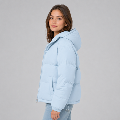 Lea - Doudoune femme courte et oversize à capuche avec fermeture zippée
