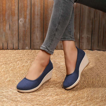 Lola - Sandales Orthopédiques Femme à Talon Compensé Chic et Semelle Raphia