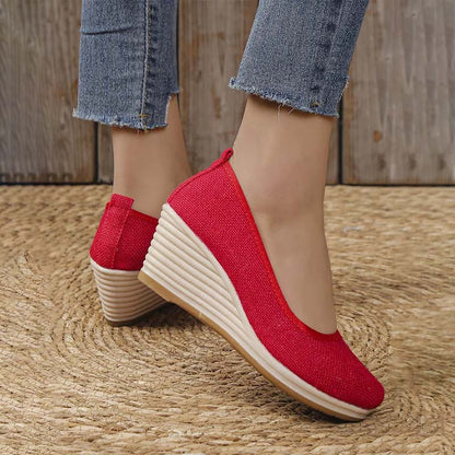 Lola - Sandales Orthopédiques Femme à Talon Compensé Chic et Semelle Raphia
