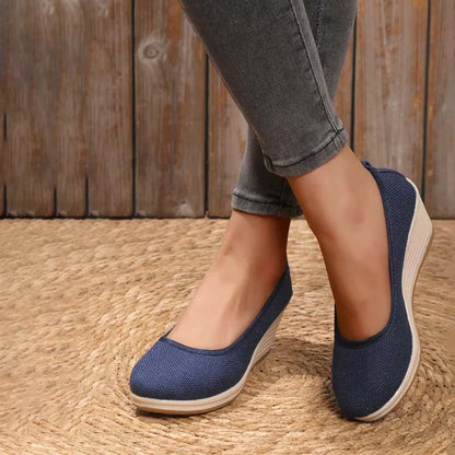 Lola - Sandales Orthopédiques Femme à Talon Compensé Chic et Semelle Raphia