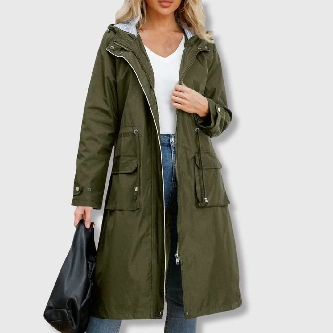 Lola - Veste Imperméable Femme Longue et Cintrée pour l'Automne
