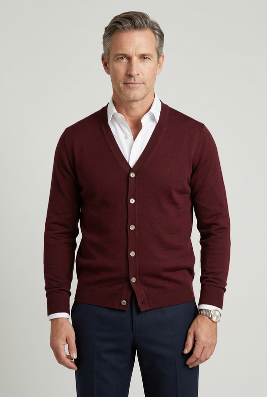 Louis - Gilet Homme Automne Casual Smart avec Col en V et Boutons