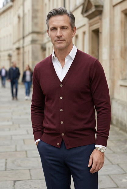 Louis - Gilet Homme Automne Casual Smart avec Col en V et Boutons