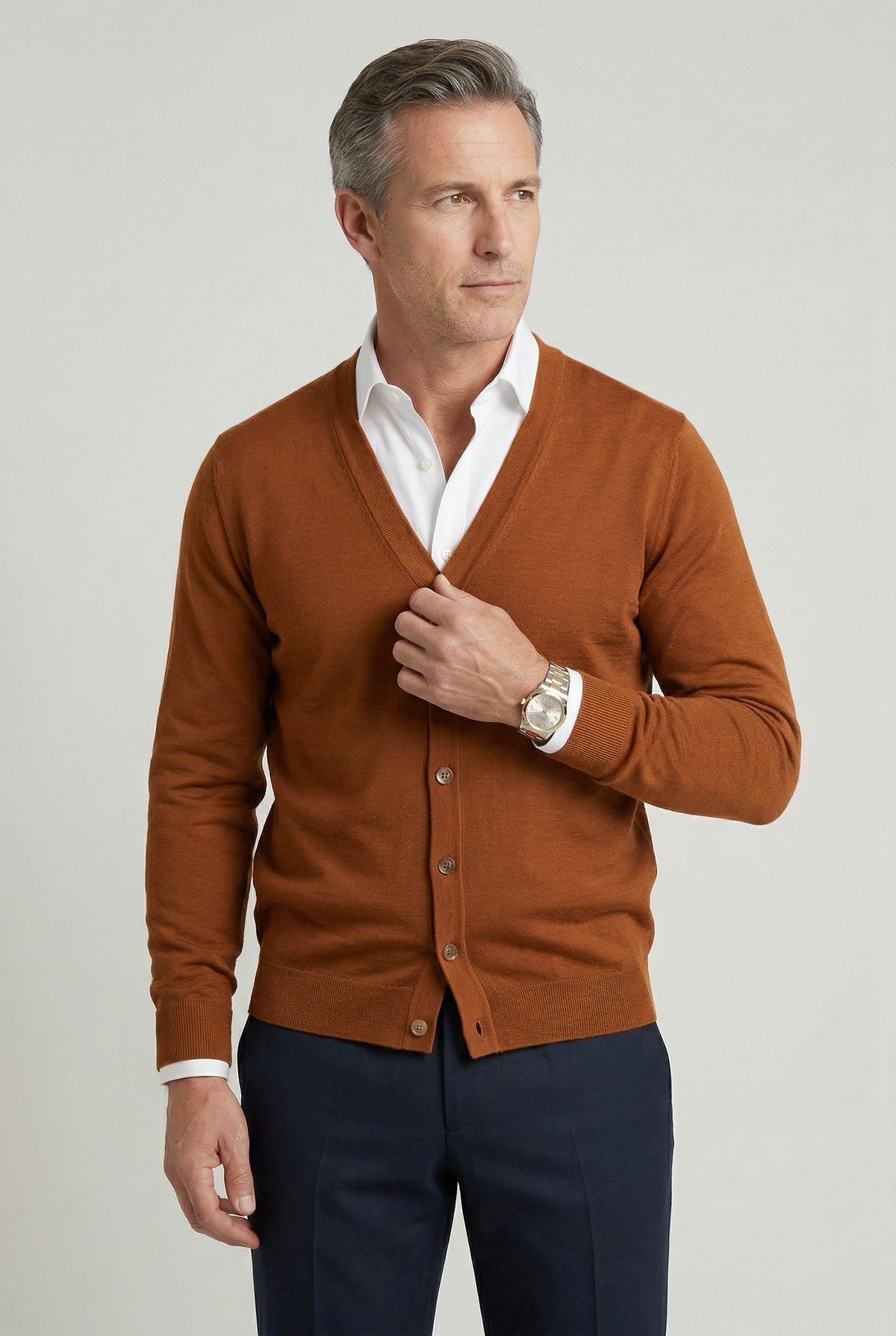 Louis - Gilet Homme Automne Casual Smart avec Col en V et Boutons