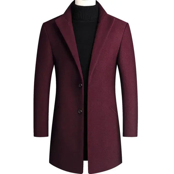 Louis - Manteau Homme Hiver Long Casual Smart avec Col Montant Élégant