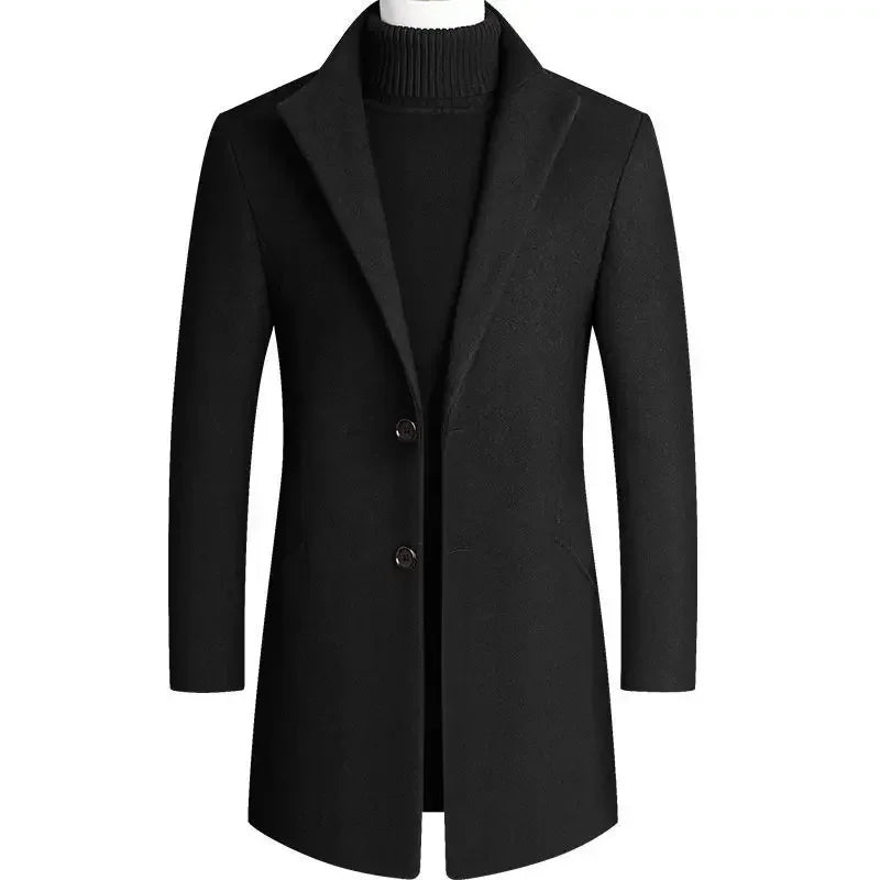 Louis - Manteau Homme Hiver Long Casual Smart avec Col Montant Élégant