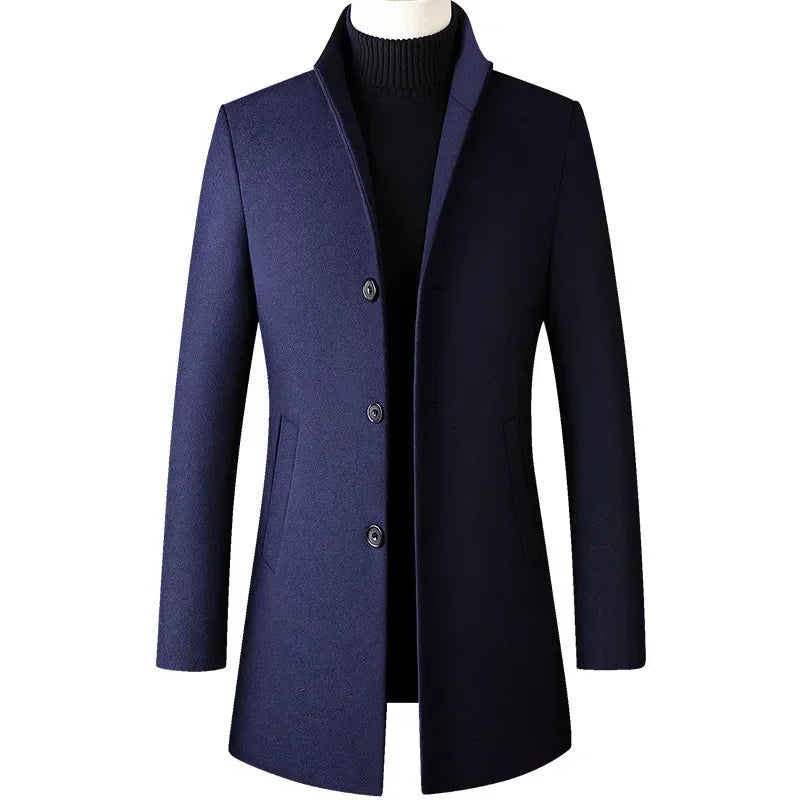 Louis - Manteau Homme Hiver Long Casual Smart avec Col Montant Élégant