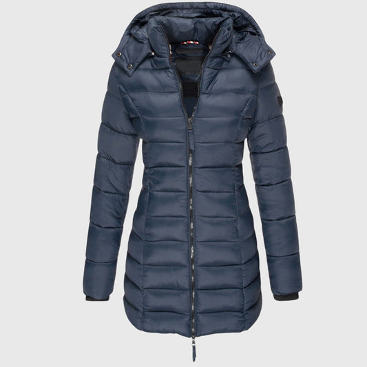 Louise - Doudoune Femme Longue pour l'Hiver avec Capuche et Taille Cintrée