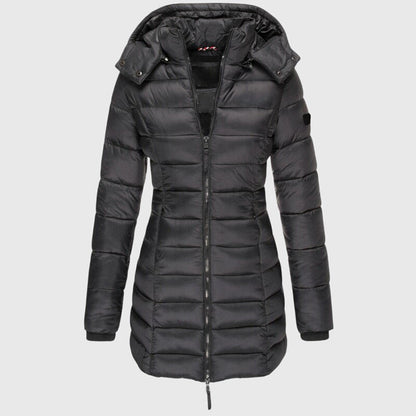 Louise - Doudoune Femme Longue pour l'Hiver avec Capuche et Taille Cintrée