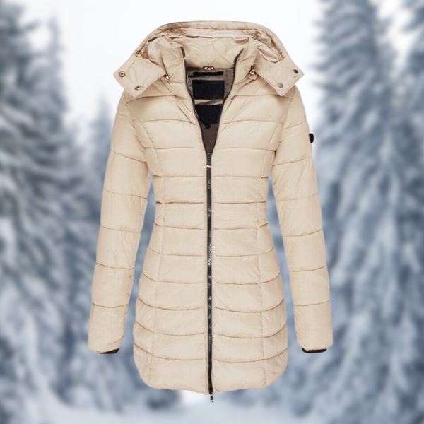Louise - Doudoune femme longue et imperméable à capuche cintrée pour l’hiver