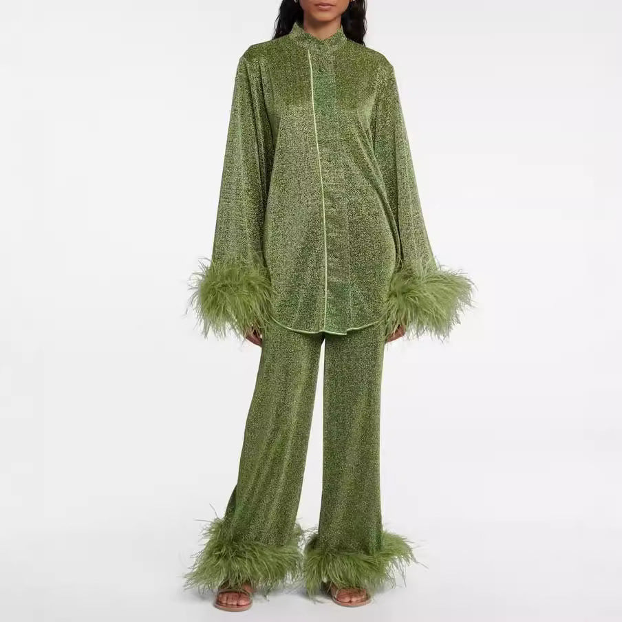 Louise - Ensemble femme coordonné de noël ample scintillant chic et glamour