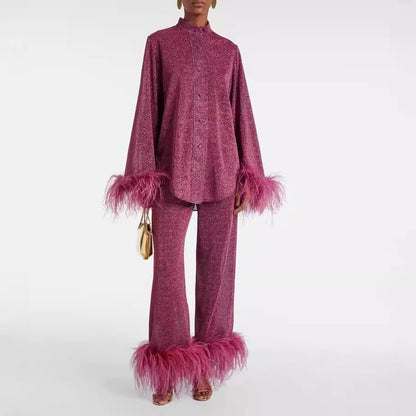 Louise - Ensemble femme coordonné de noël ample scintillant chic et glamour