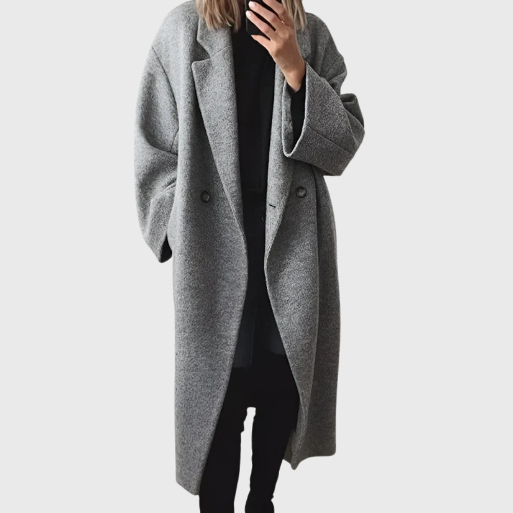 Louise - Manteau femme long et chaud avec col tailleur et oversize