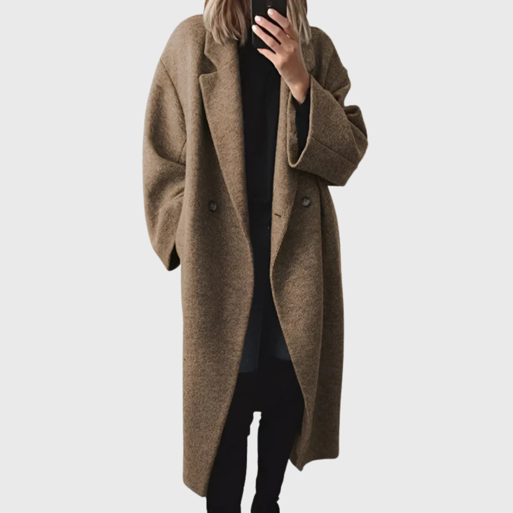 Louise - Manteau femme long et chaud avec col tailleur et oversize
