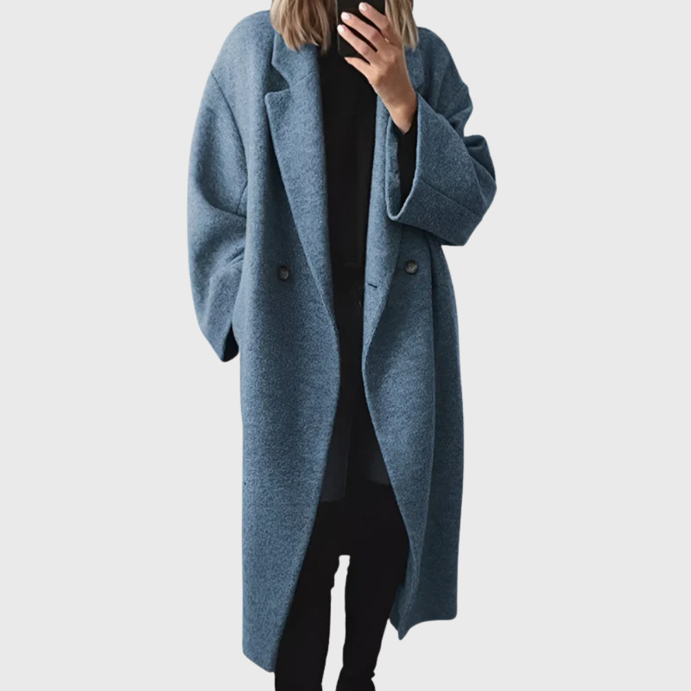 Louise - Manteau femme long et chaud avec col tailleur et oversize