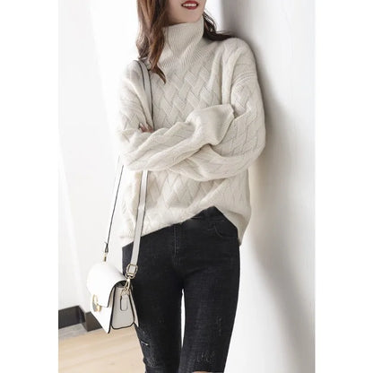 Louise - Pull Femme en Maille à Col Roulé Douillet et Confortable