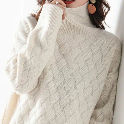 Louise - Pull Femme en Maille à Col Roulé Douillet et Confortable