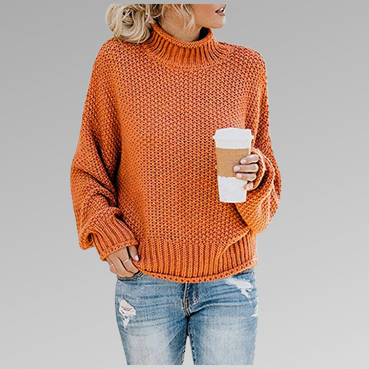 Louise - Pull Femme en Maille Oversize avec Col Roulé pour l'Automne