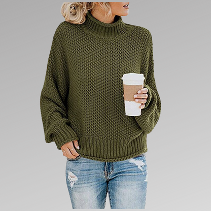 Louise - Pull Femme en Maille Oversize avec Col Roulé pour l'Automne