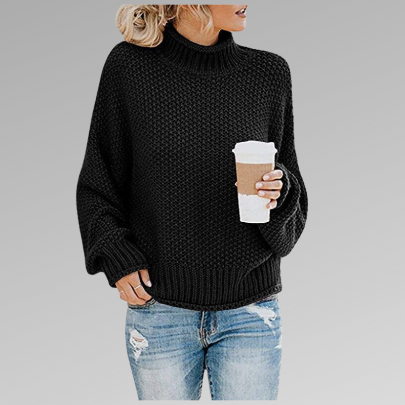 Louise - Pull Femme en Maille Oversize avec Col Roulé pour l'Automne