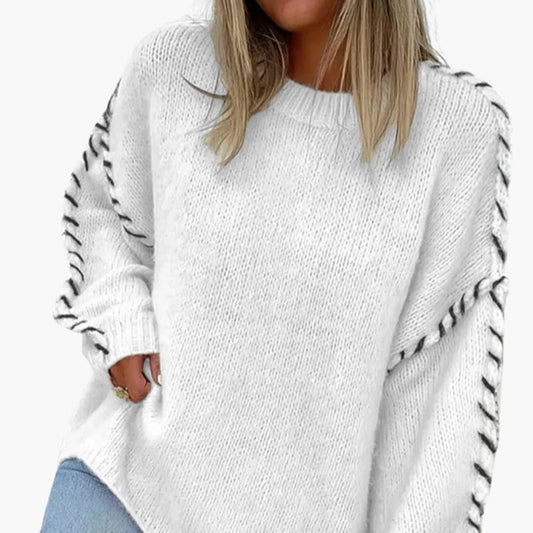 Louise - Pull femme en grosse maille oversize et chaud avec manches longues