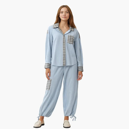 Louise - Pyjama femme long et chaud à carreaux doux et confortable