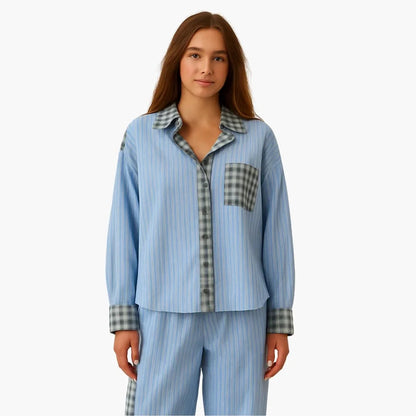 Louise - Pyjama femme long et chaud à carreaux doux et confortable