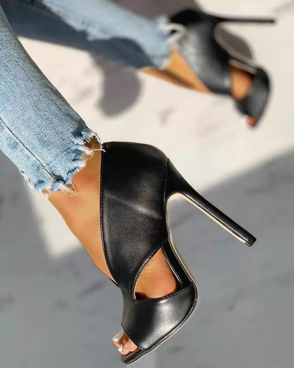Louise - Sandales Orthopédiques à Talon Aiguille Femme avec Découpes Croisées Style Élégant
