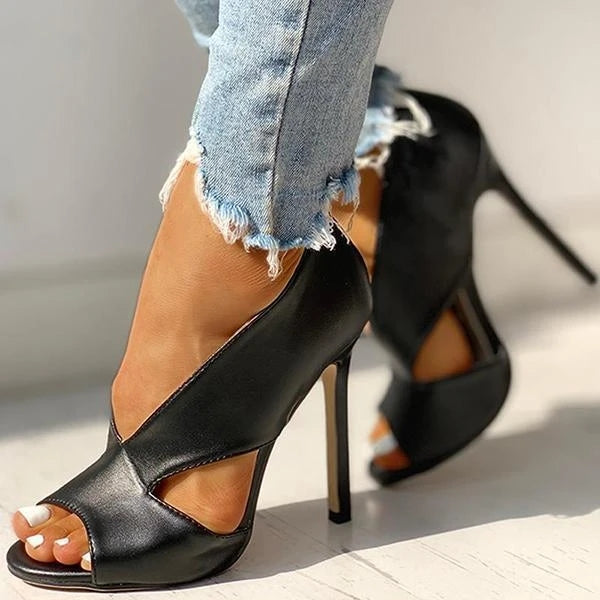 Louise - Sandales Orthopédiques à Talon Aiguille Femme avec Découpes Croisées Style Élégant