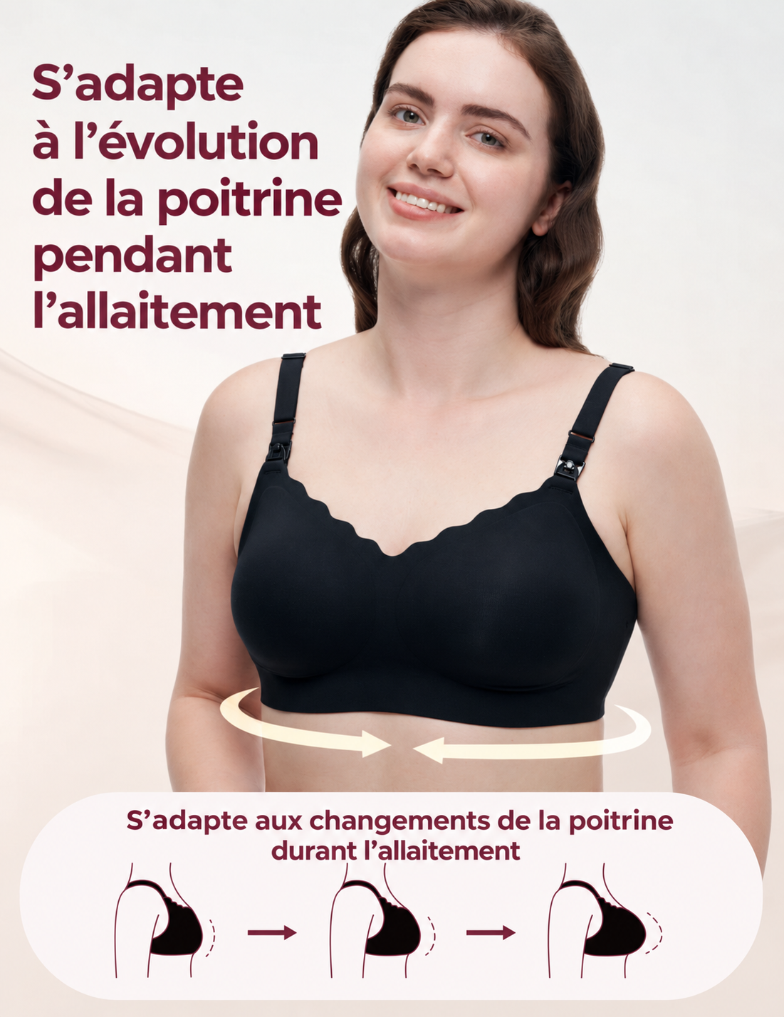 Louise - Soutien-gorge d'allaitement femme mains libres pour tire-lait à clips
