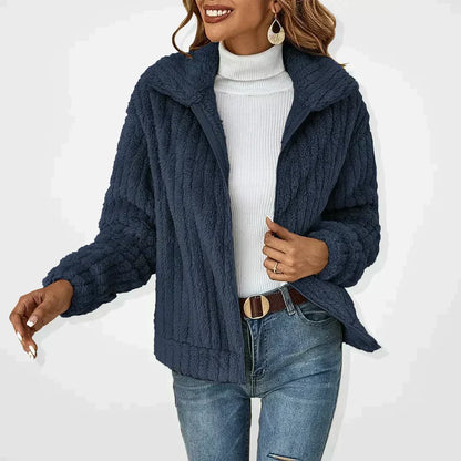 Louise - Veste Femme Automne Maille avec Col Montant et Fermeture Éclair