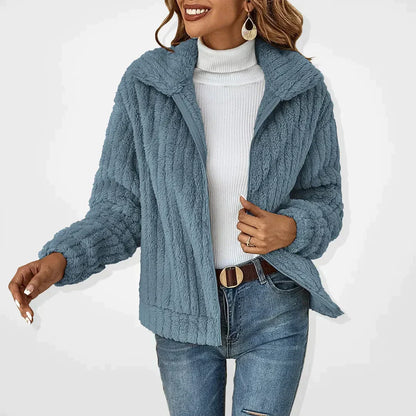 Louise - Veste Femme Automne Maille avec Col Montant et Fermeture Éclair