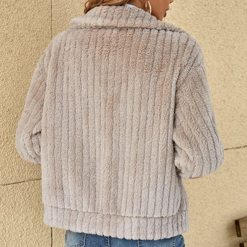 Louise - Veste Femme Automne Maille avec Col Montant et Fermeture Éclair