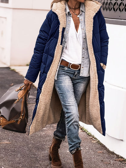 Louise - Veste Femme Longue pour l'Hiver avec Capuche et Doublure Polaire