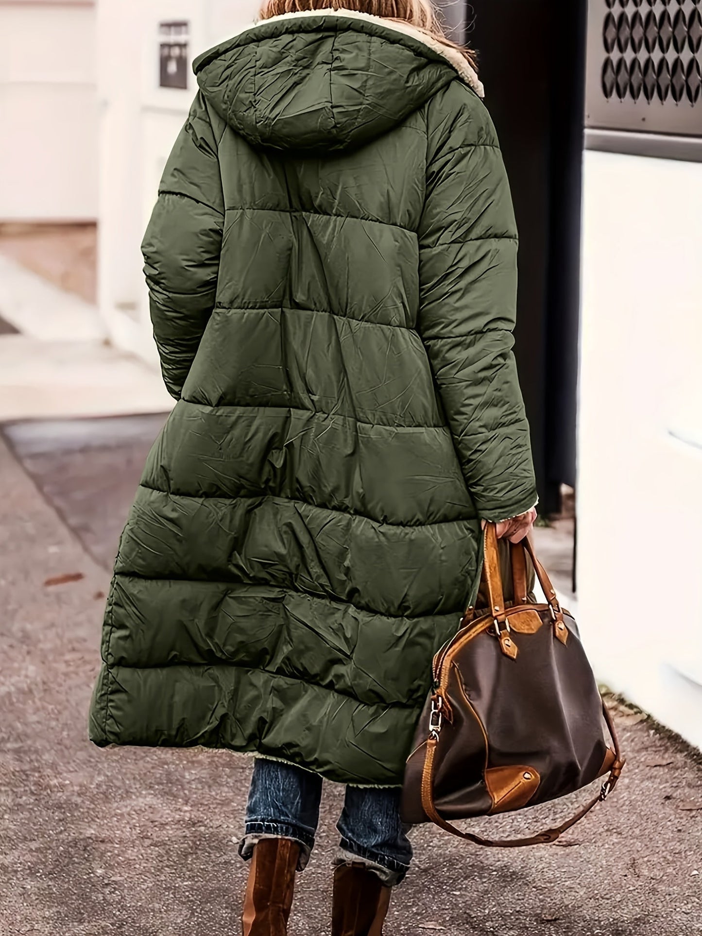 Louise - Veste Femme Longue pour l'Hiver avec Capuche et Doublure Polaire
