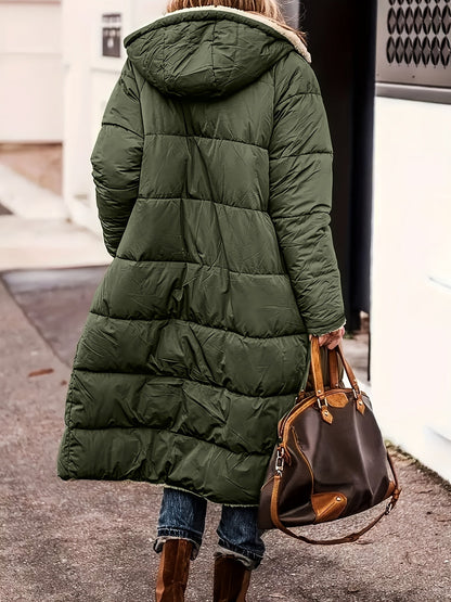 Louise - Veste Femme Longue pour l'Hiver avec Capuche et Doublure Polaire