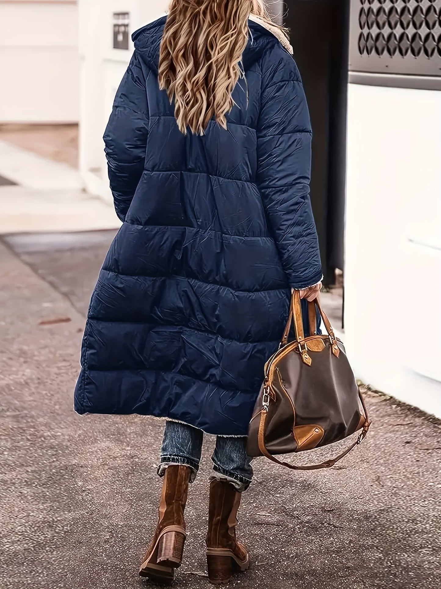 Louise - Veste Femme Longue pour l'Hiver avec Capuche et Doublure Polaire