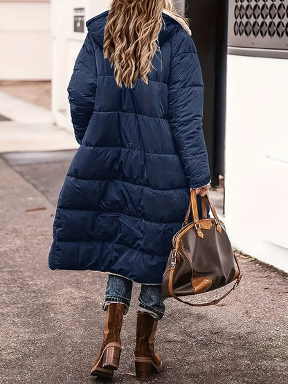 Louise - Veste Femme Longue pour l'Hiver avec Capuche et Doublure Polaire