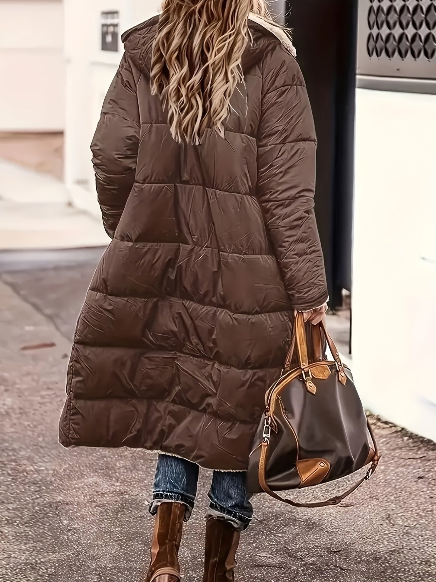 Louise - Veste Femme Longue pour l'Hiver avec Capuche et Doublure Polaire