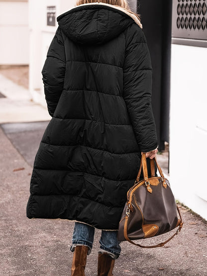 Louise - Veste Femme Longue pour l'Hiver avec Capuche et Doublure Polaire