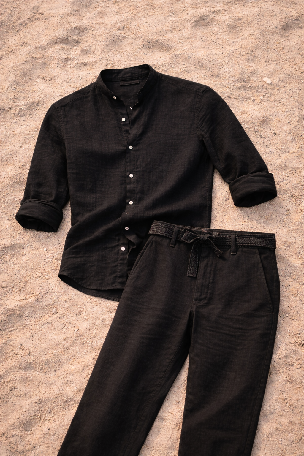 Lucas - Ensemble en Lin Homme Chemise et Pantalon Coordonnés Style Bohème