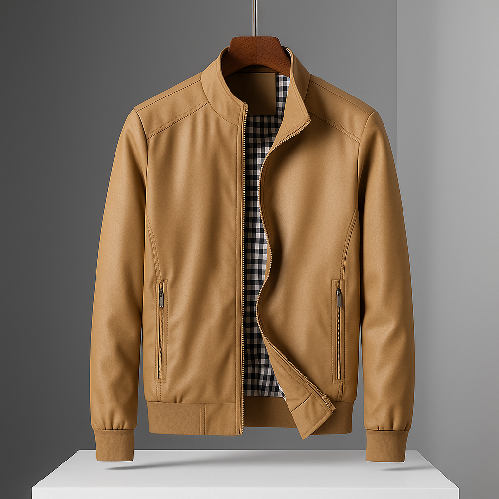 Lucas - Veste Homme d'Automne à Col Montant et Doublure à Carreaux
