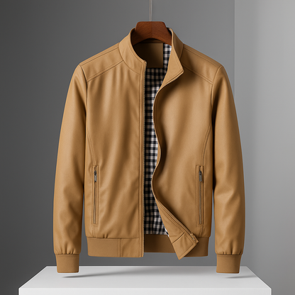 Lucas - Veste Homme d'Automne à Col Montant et Doublure à Carreaux