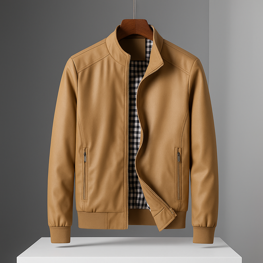 Lucas - Veste Homme d'Automne à Col Montant et Doublure à Carreaux