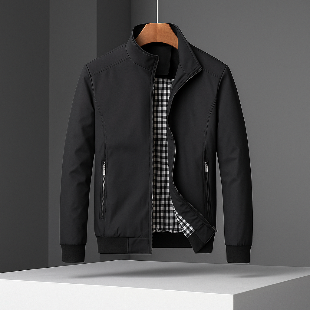 Lucas - Veste Homme d'Automne à Col Montant et Doublure à Carreaux